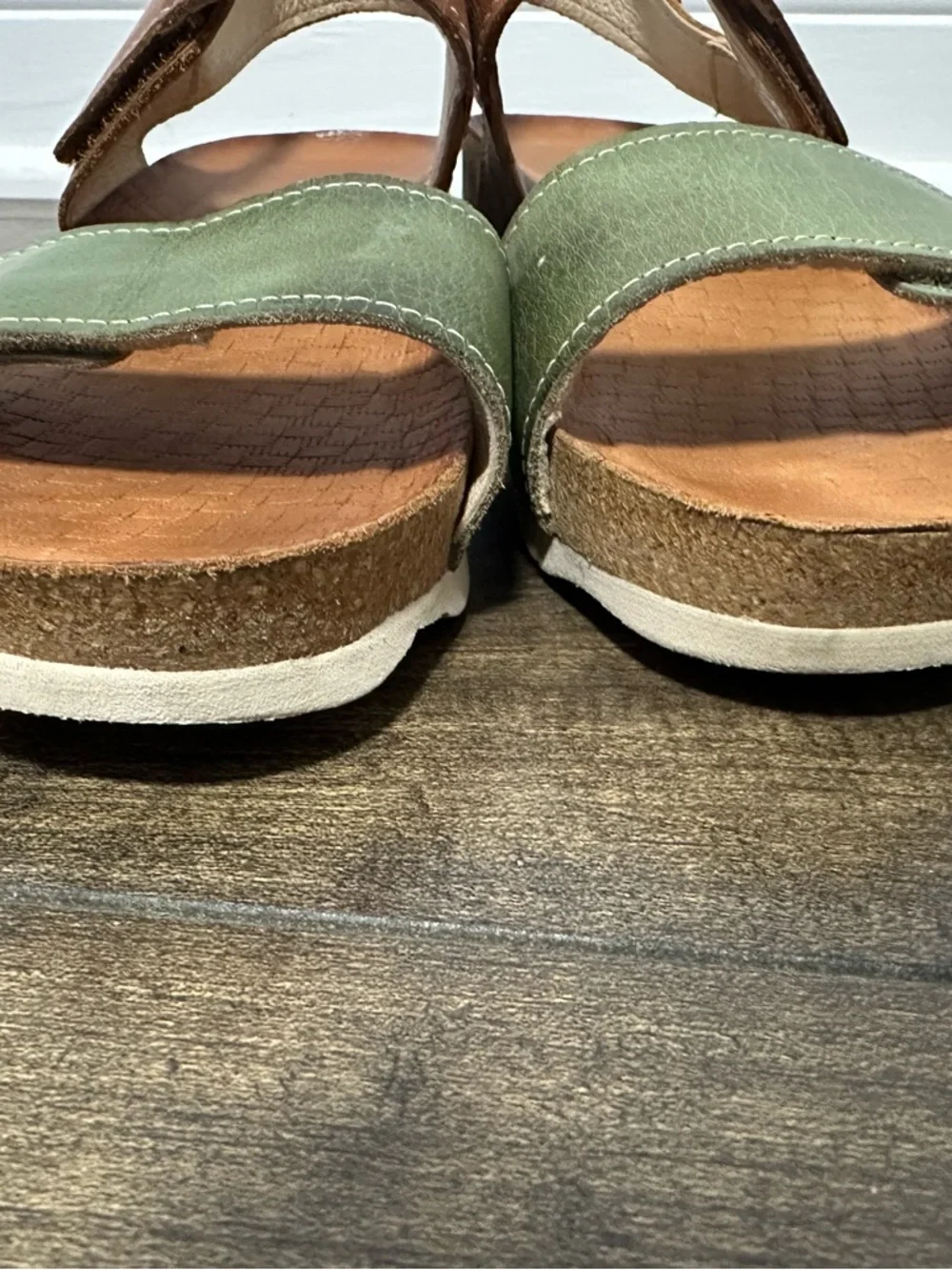 PIKOLINOS Brown and Green Leather Adjustable Slingback Sandals size 6.5 - Picture 9 of 12